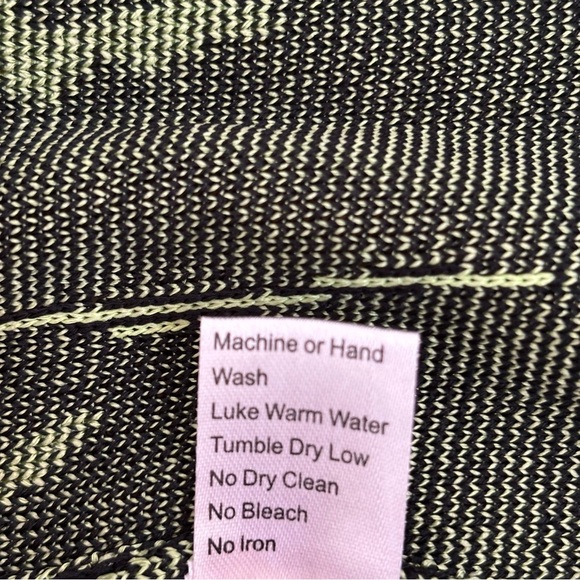 Ming Wang Open Front Cardigan Sweater Abstract Zebra Print Lime Green Black PXL - Picture 12 of 12